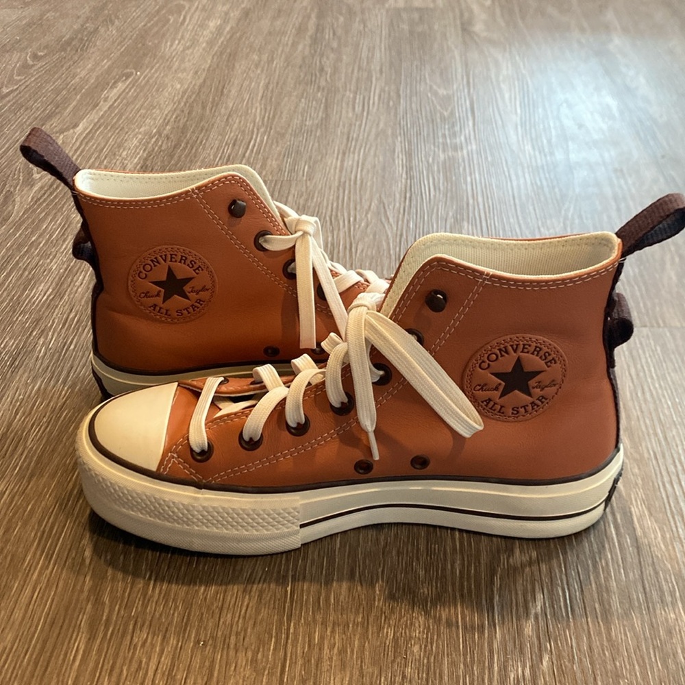 Used Converse Hi Lift Tonal Terra Blush Platform Sneakers - Leather Upper